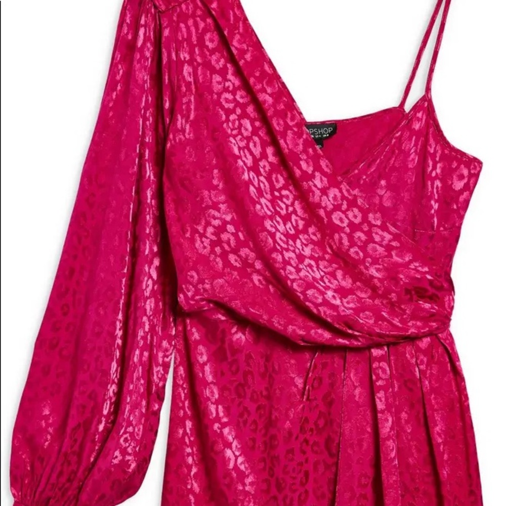 TOPSHOP One-Shoulder Drop Jacquard Dress - Picture 3 of 8